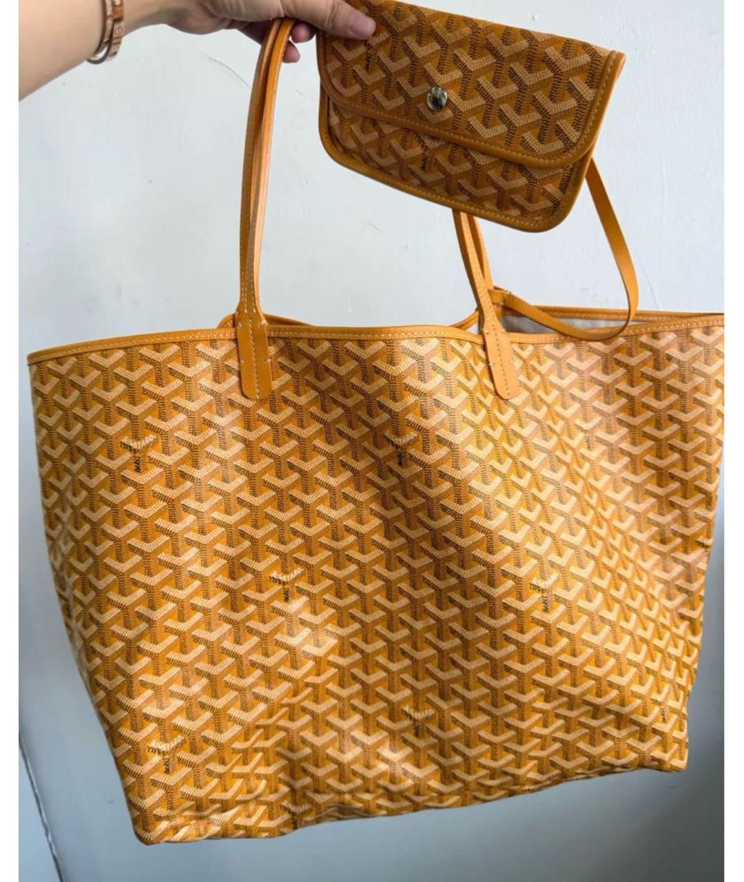 GOYARD Желтая кожаная сумка тоут, фото 2