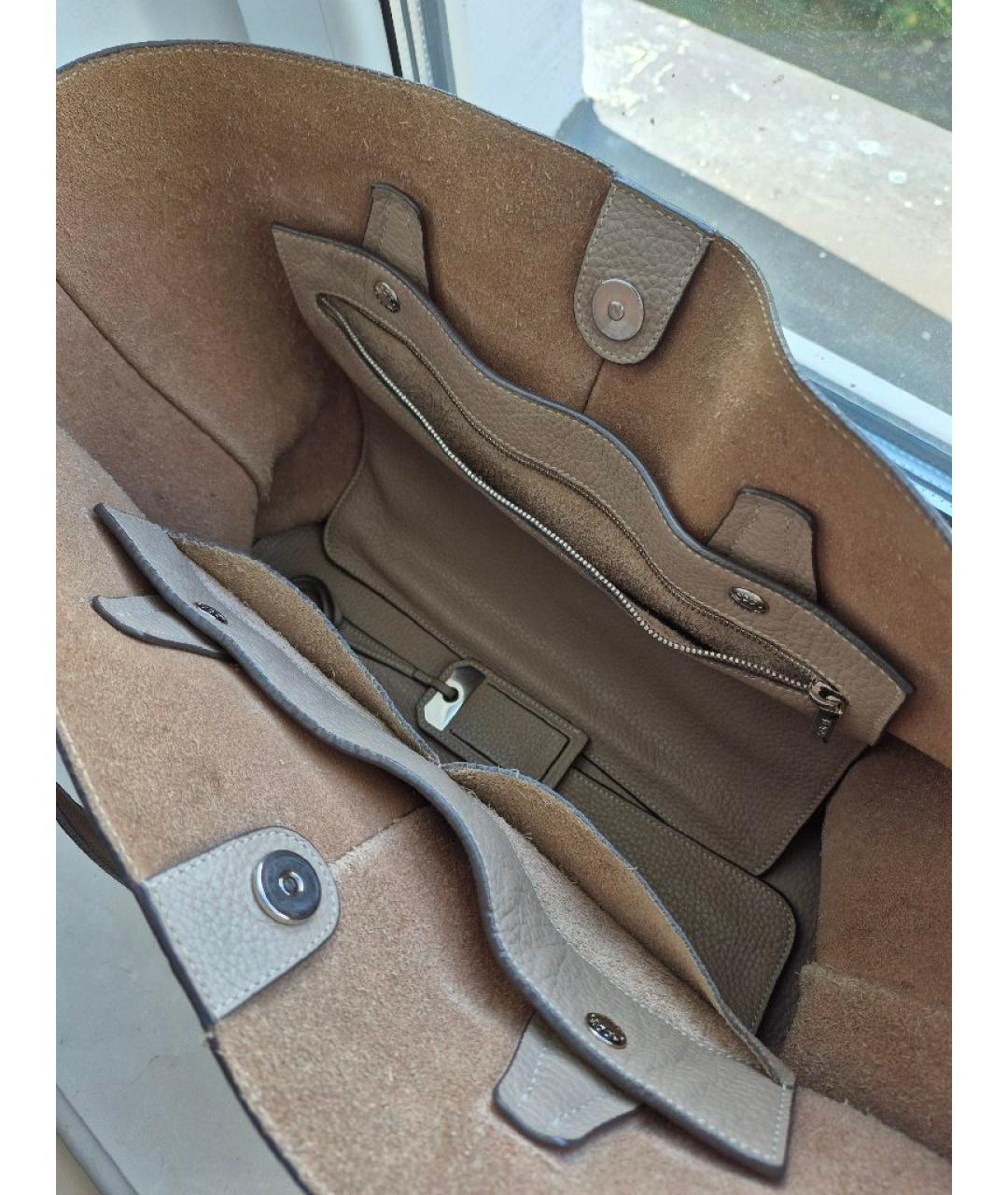 TOD'S Бежевая кожаная сумка тоут, фото 4