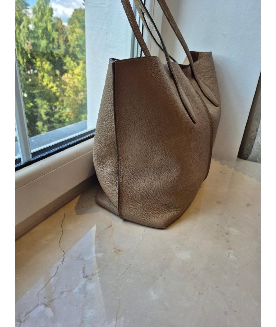 TOD'S Бежевая кожаная сумка тоут, фото 2
