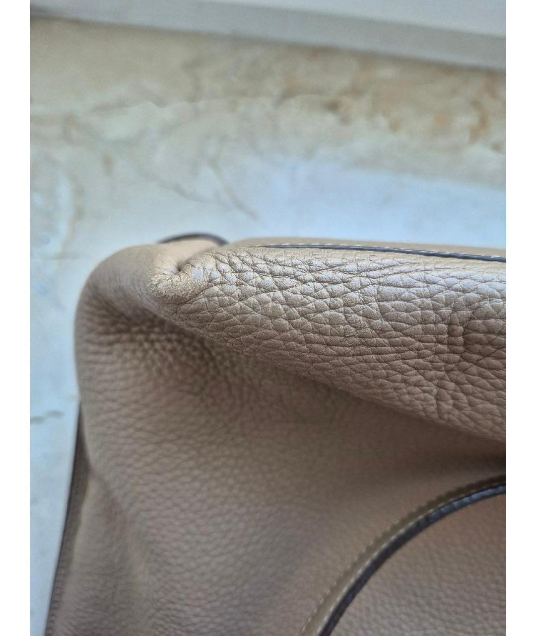 TOD'S Бежевая кожаная сумка тоут, фото 6
