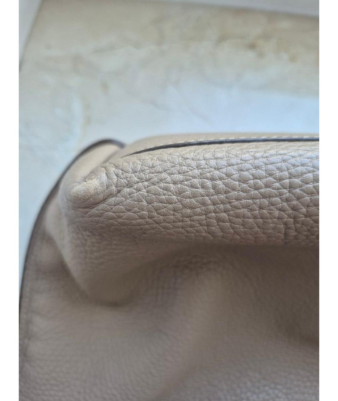 TOD'S Бежевая кожаная сумка тоут, фото 7