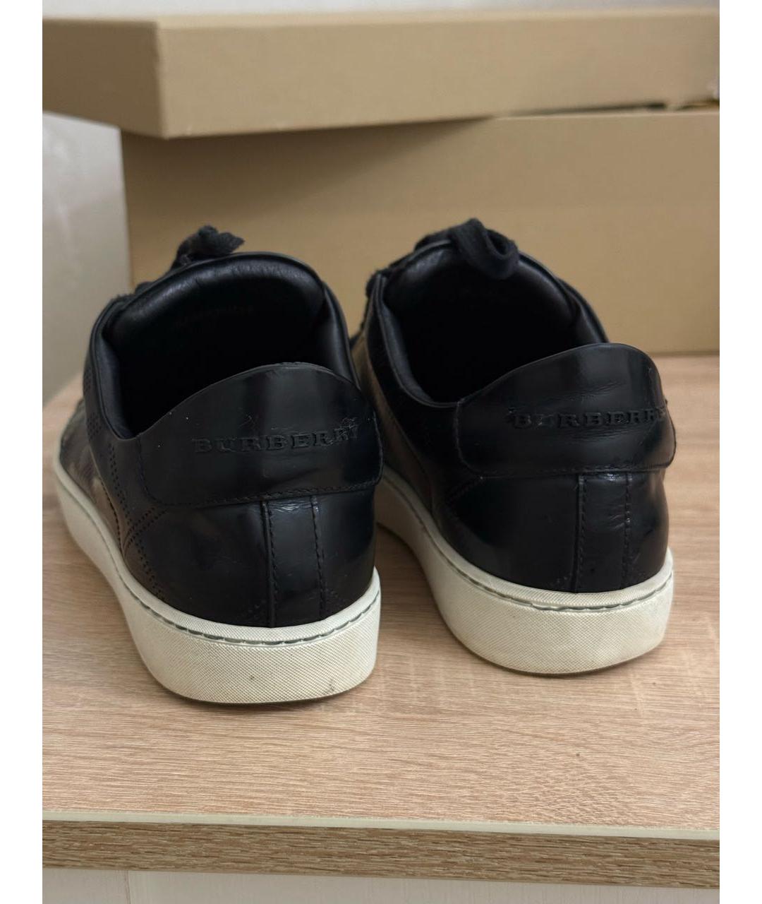 BURBERRY Черные кожаные кеды, фото 4