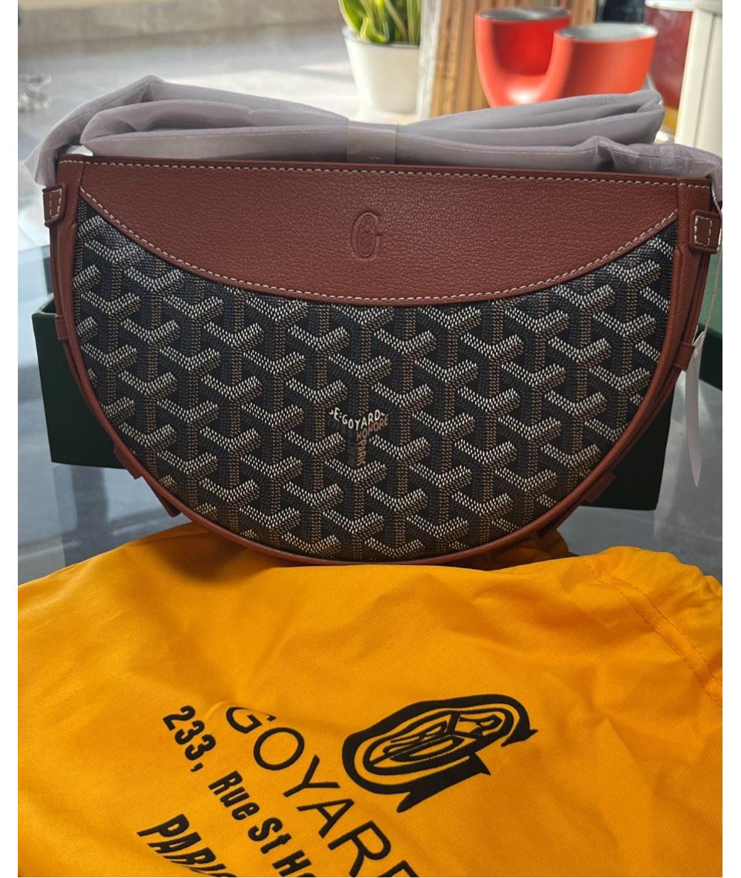 GOYARD Коричневая кожаная сумка через плечо, фото 2