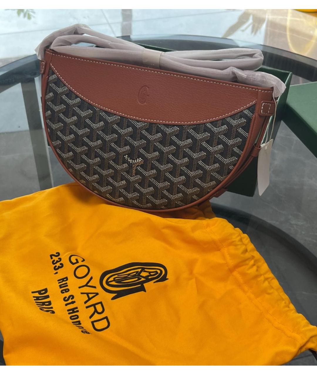 GOYARD Коричневая кожаная сумка через плечо, фото 3