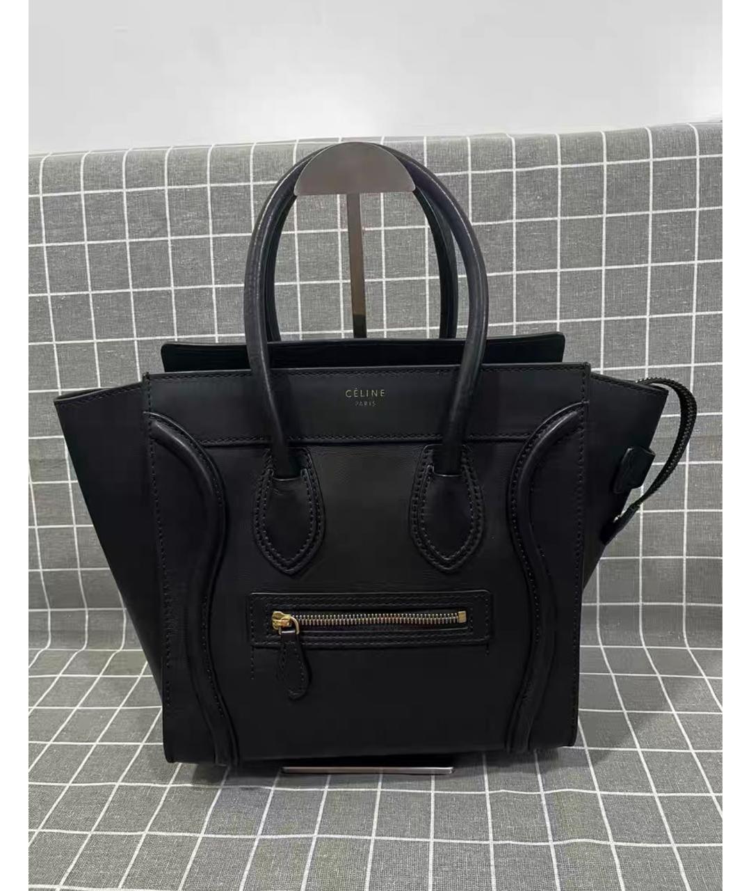 CELINE Черная кожаная сумка тоут, фото 2