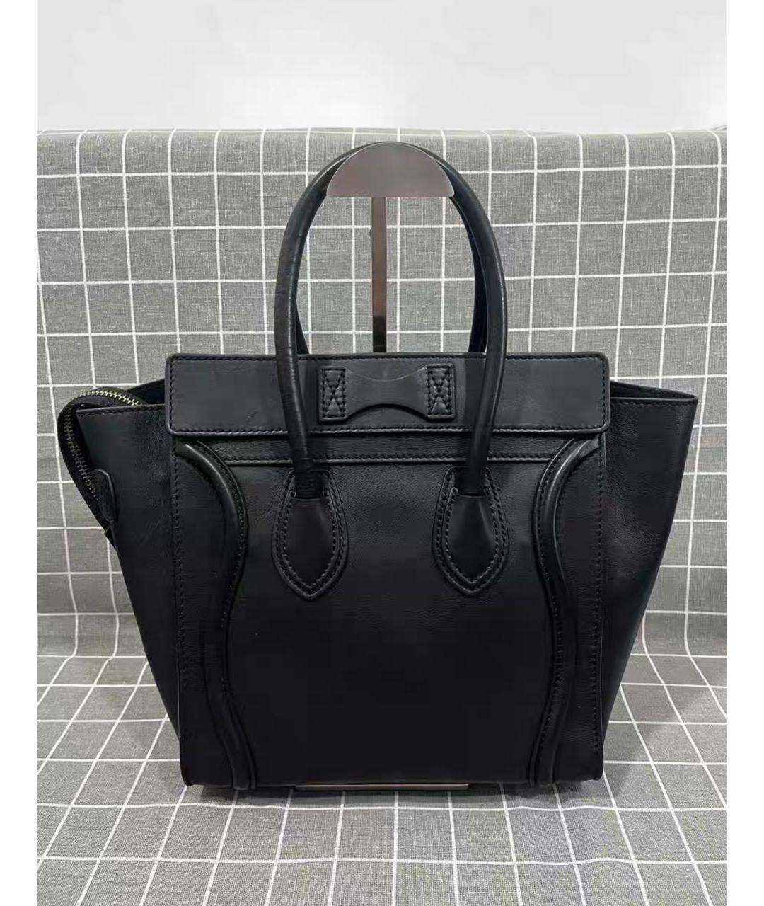 CELINE Черная кожаная сумка тоут, фото 3