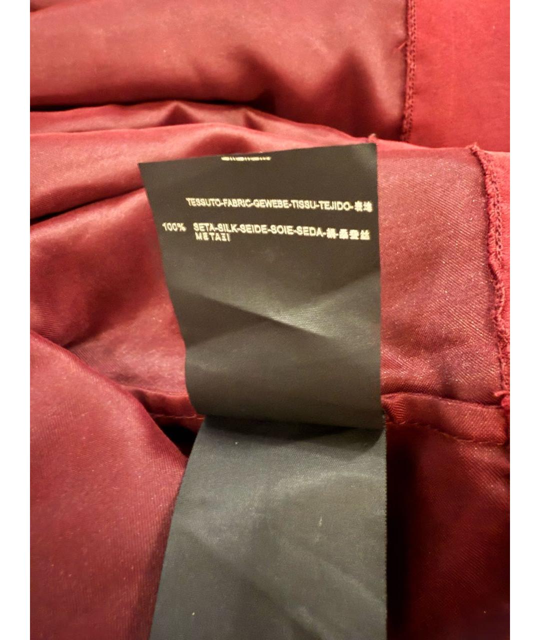 SAINT LAURENT Бордовая шелковая юбка мини, фото 5