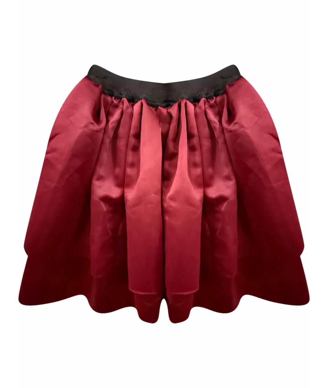 SAINT LAURENT Бордовая шелковая юбка мини, фото 1