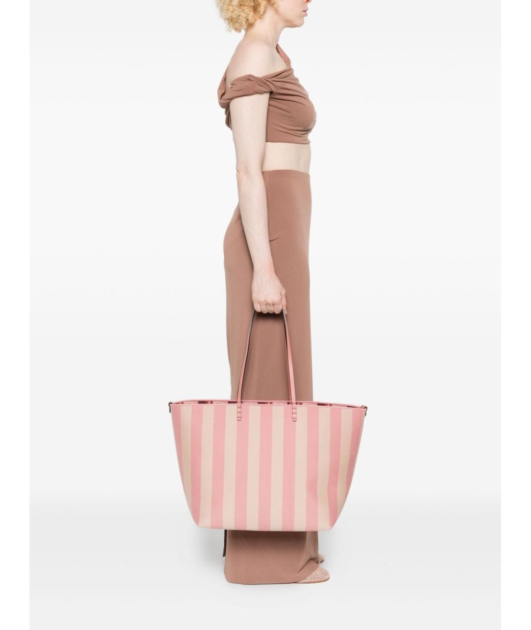 FENDI Розовая тканевая сумка тоут, фото 4