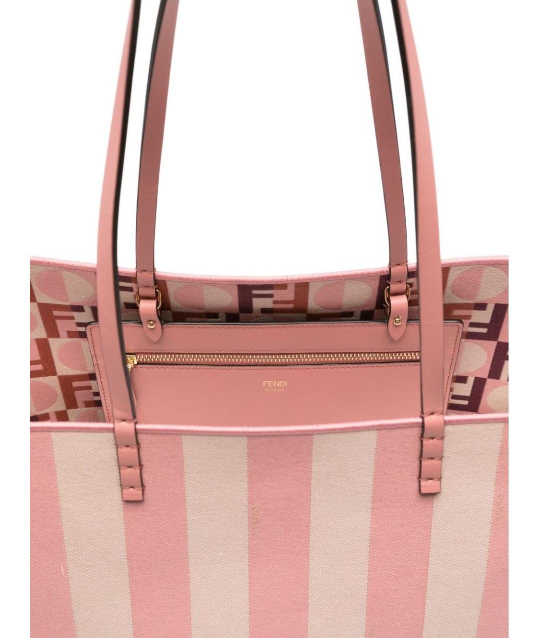 FENDI Розовая тканевая сумка тоут, фото 3