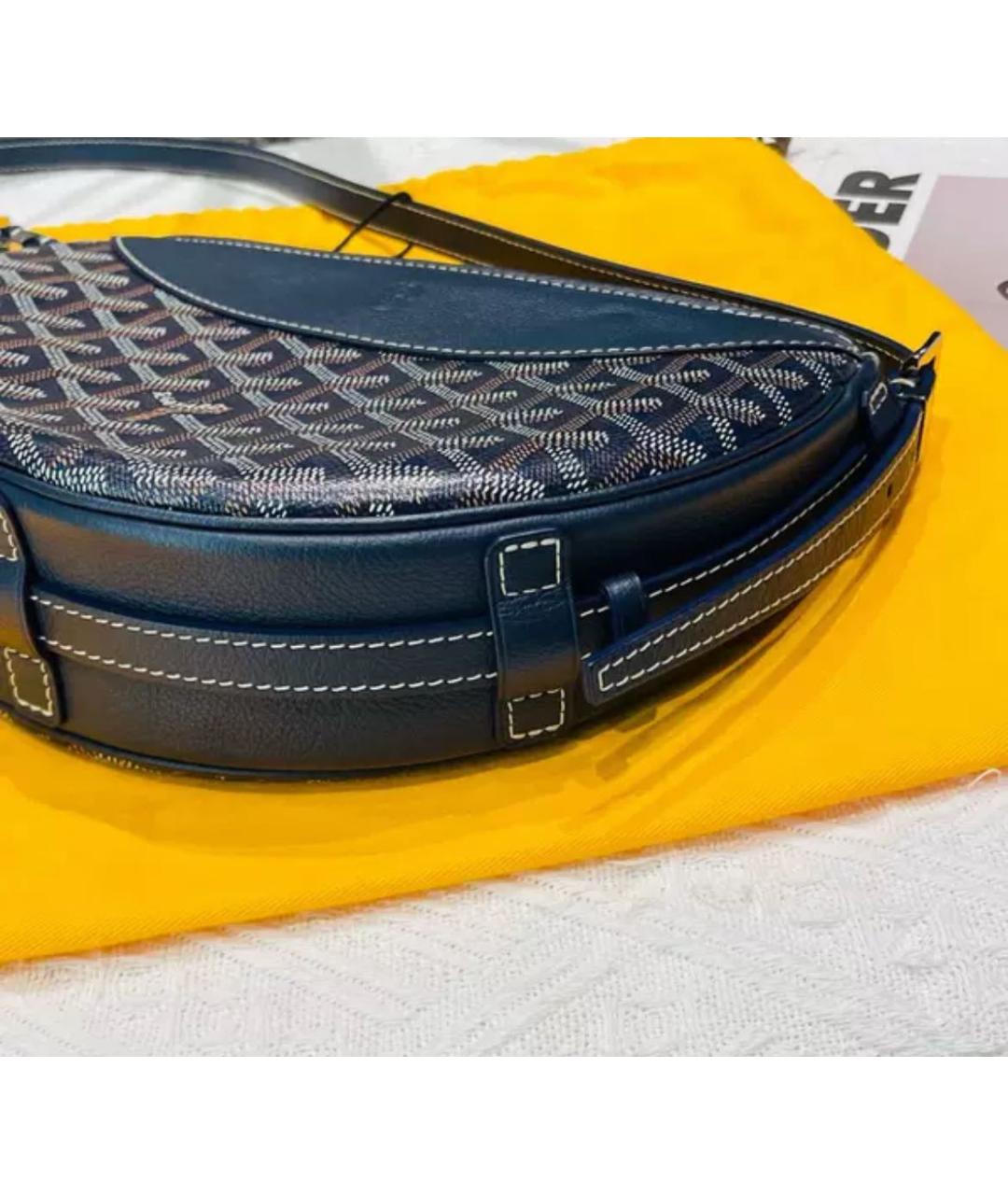 GOYARD Темно-синяя кожаная сумка через плечо, фото 5