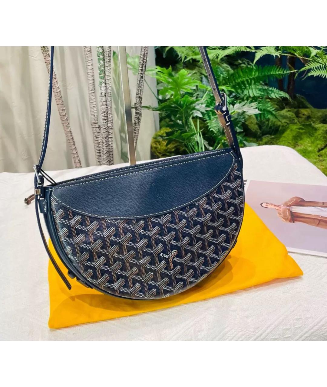 GOYARD Темно-синяя кожаная сумка через плечо, фото 2