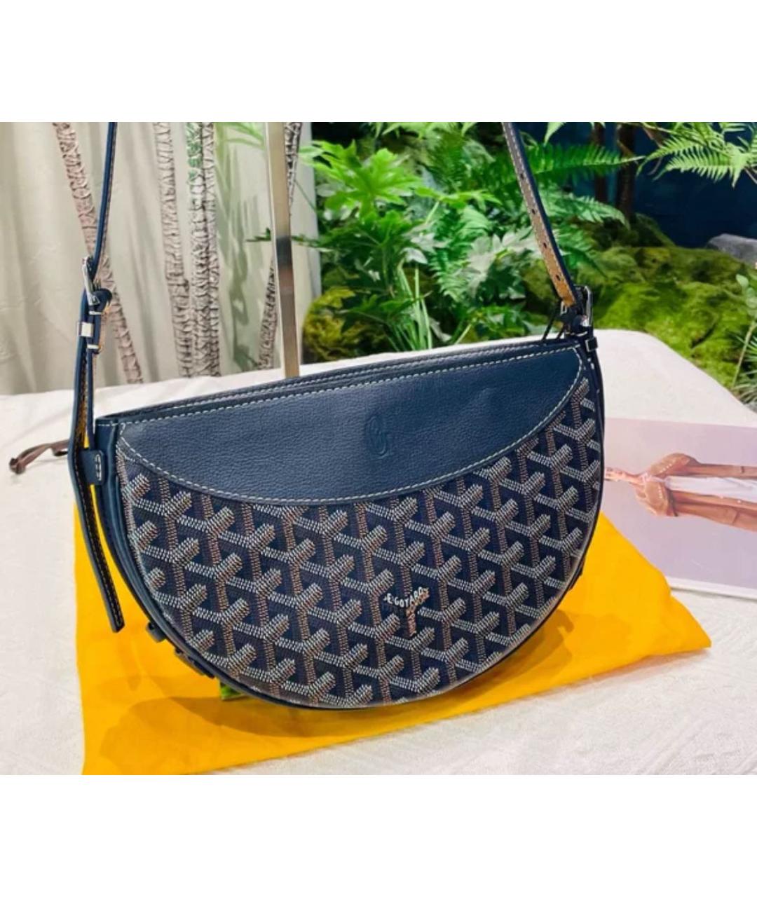 GOYARD Темно-синяя кожаная сумка через плечо, фото 3
