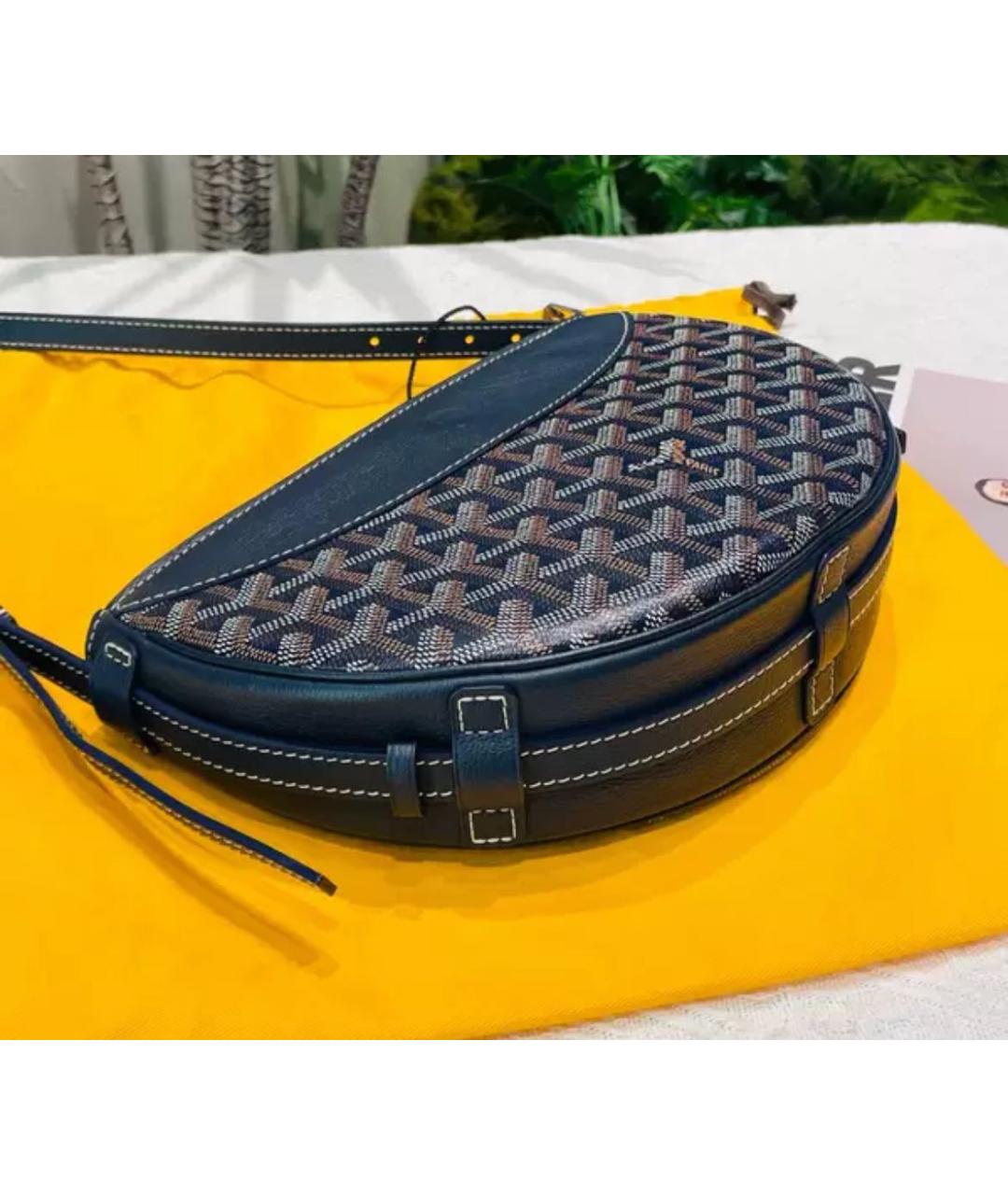 GOYARD Темно-синяя кожаная сумка через плечо, фото 4