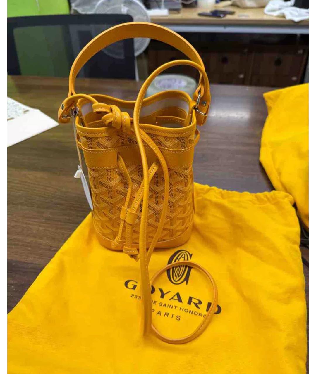 GOYARD Желтая кожаная сумка через плечо, фото 4