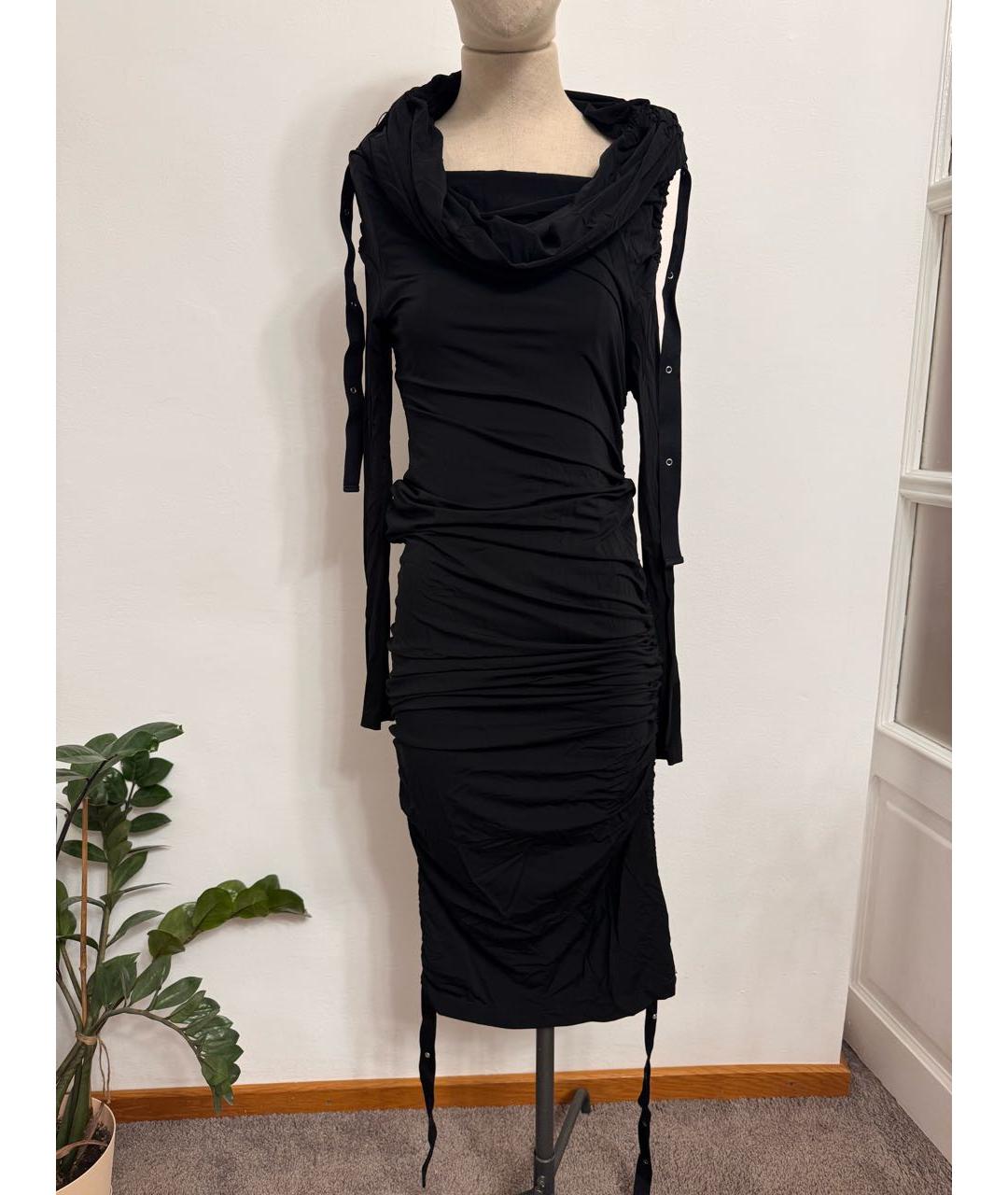 DION LEE Черное вискозное повседневное платье, фото 7