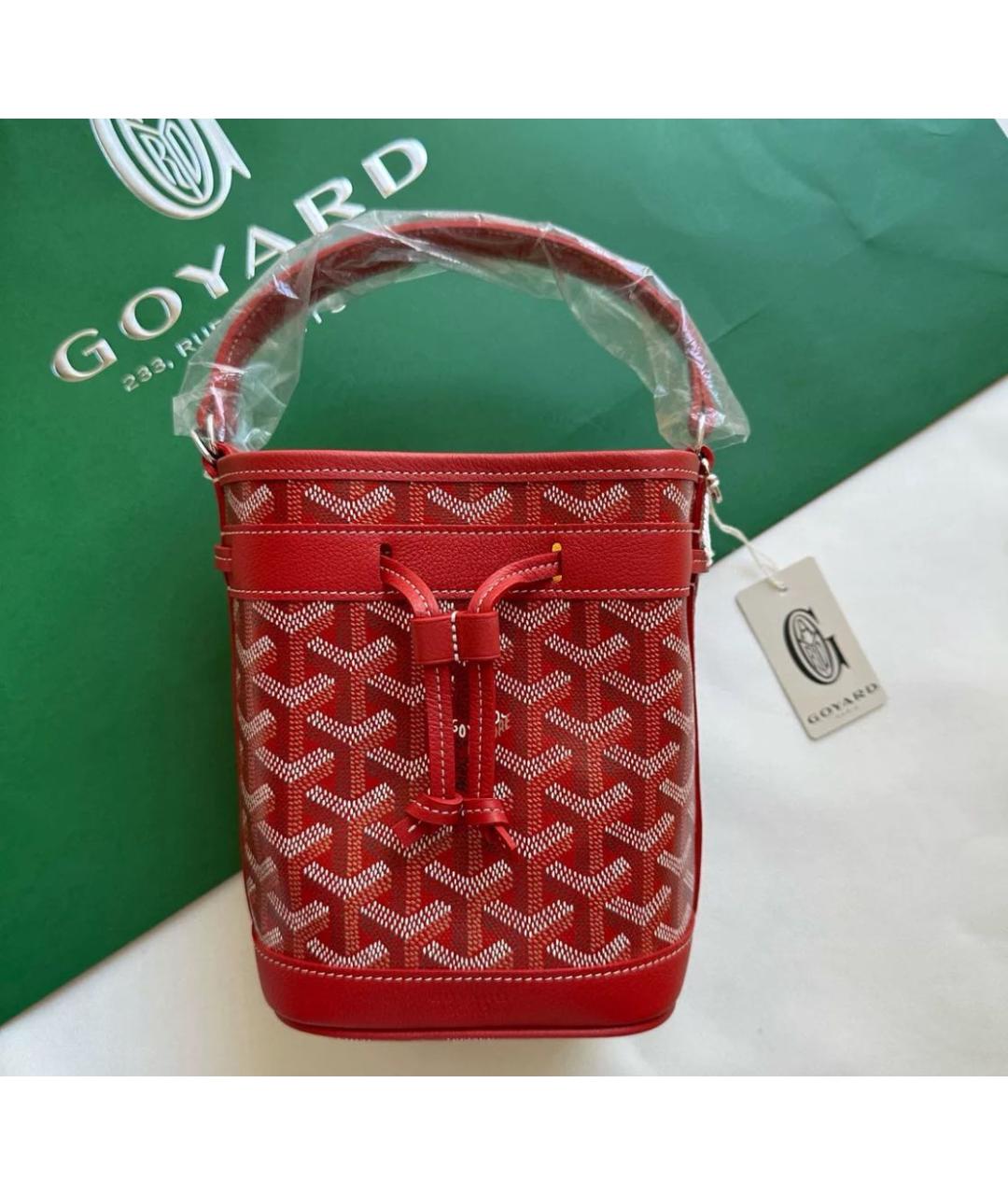 GOYARD Красная кожаная сумка через плечо, фото 4