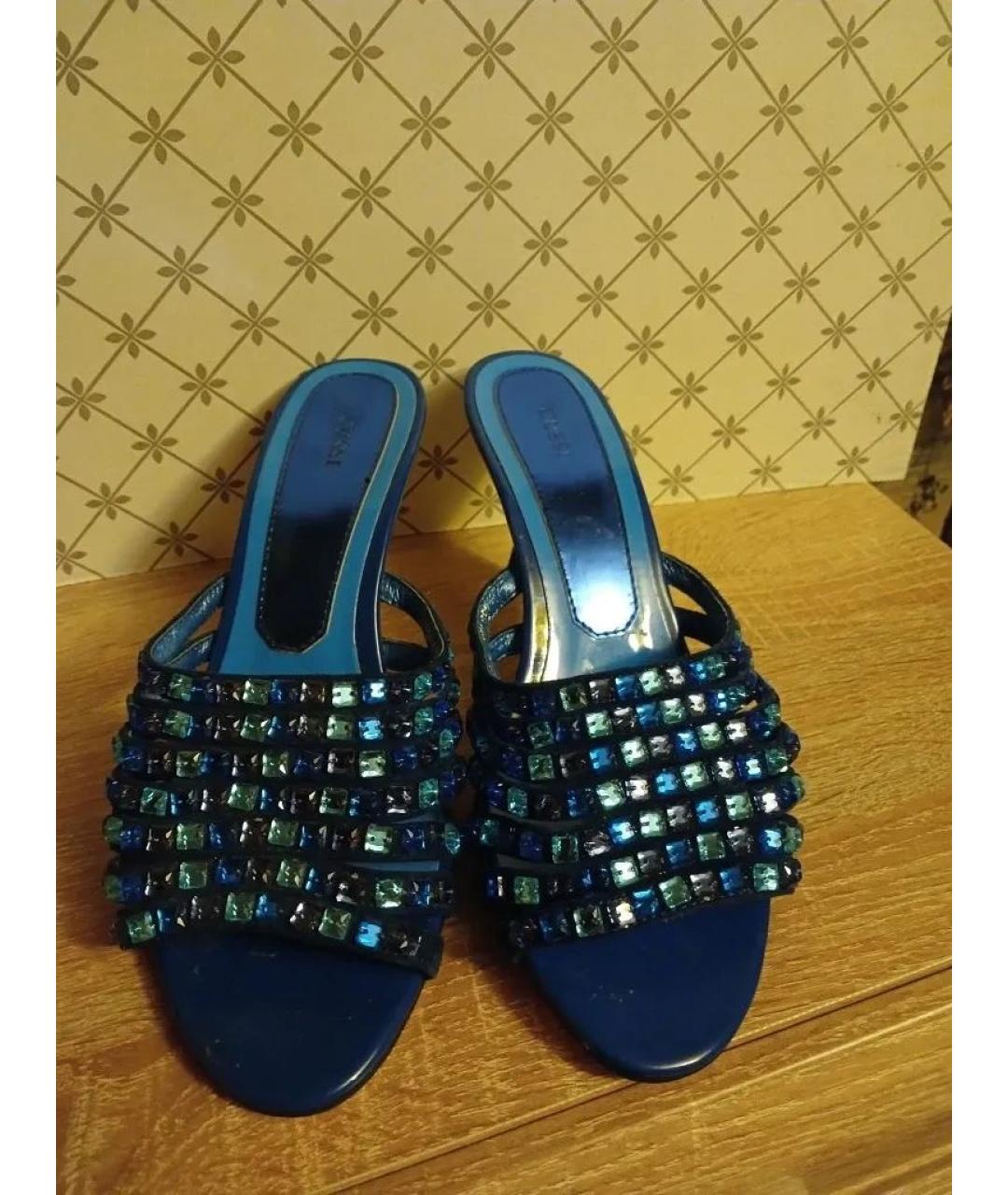GUCCI Синие мюли, фото 3