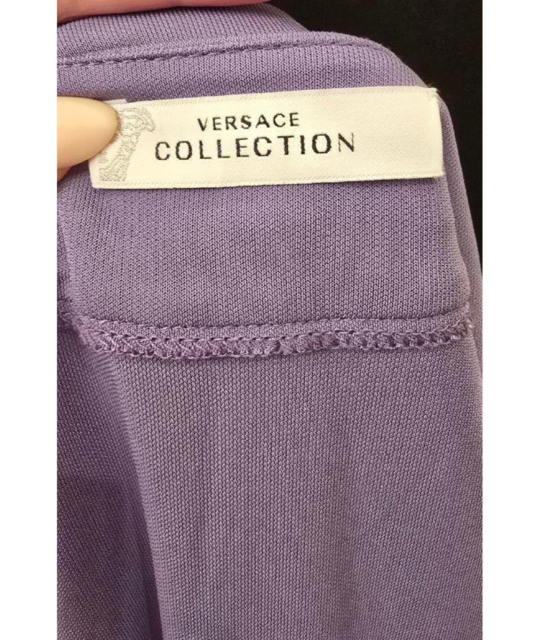 VERSACE Фиолетовое вискозное повседневное платье, фото 9