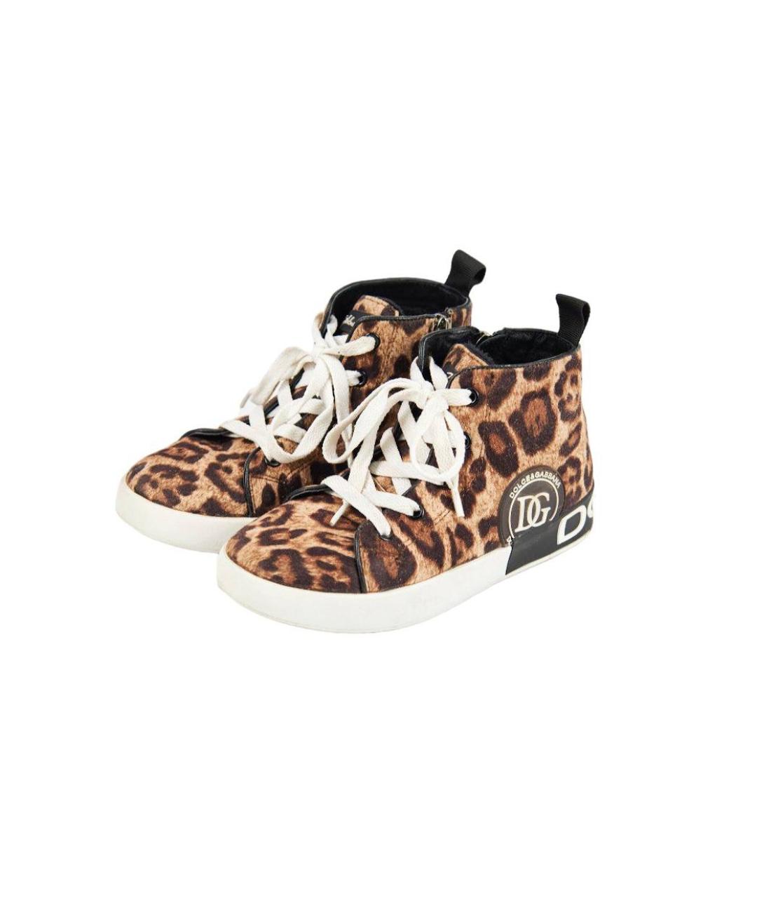DOLCE & GABBANA KIDS Коричневые текстильные кеды, фото 5