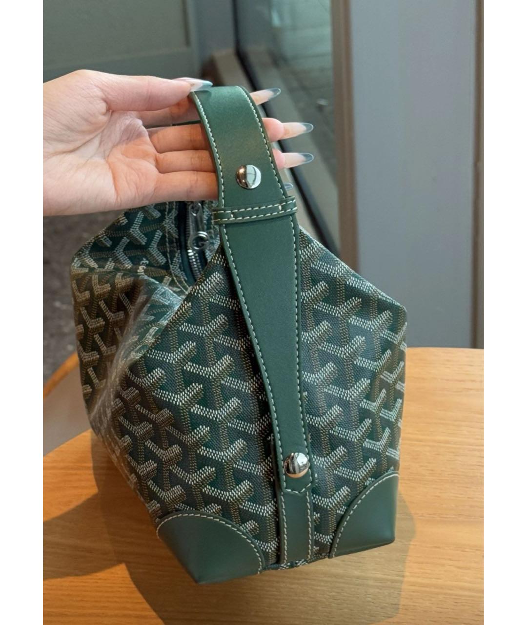 GOYARD Зеленая кожаная косметичка, фото 3