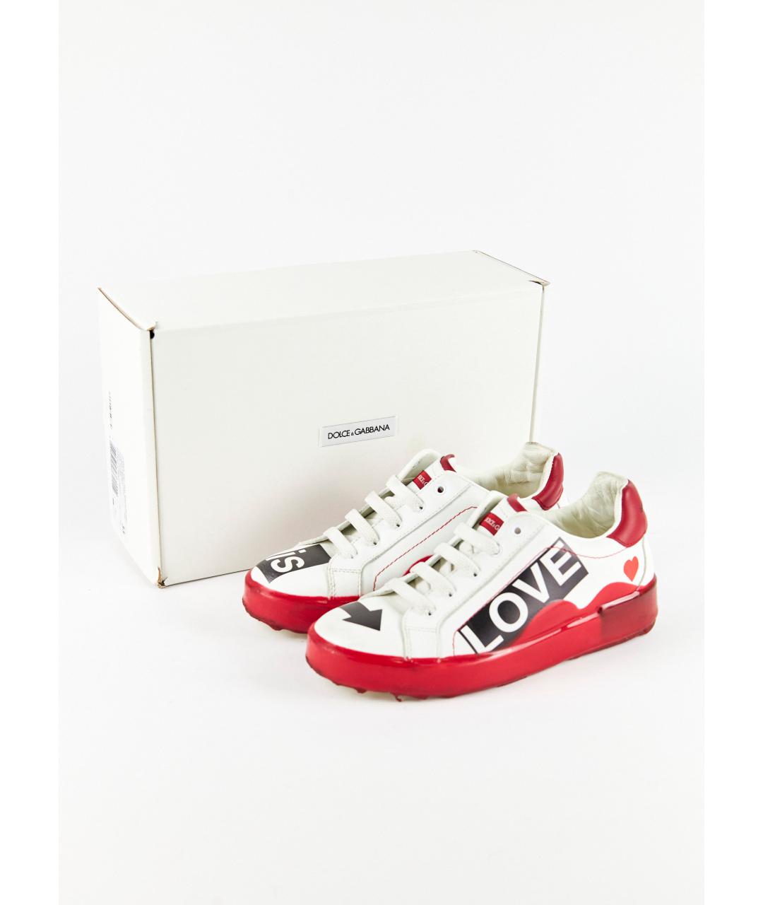 DOLCE & GABBANA KIDS Белые кожаные кеды, фото 6