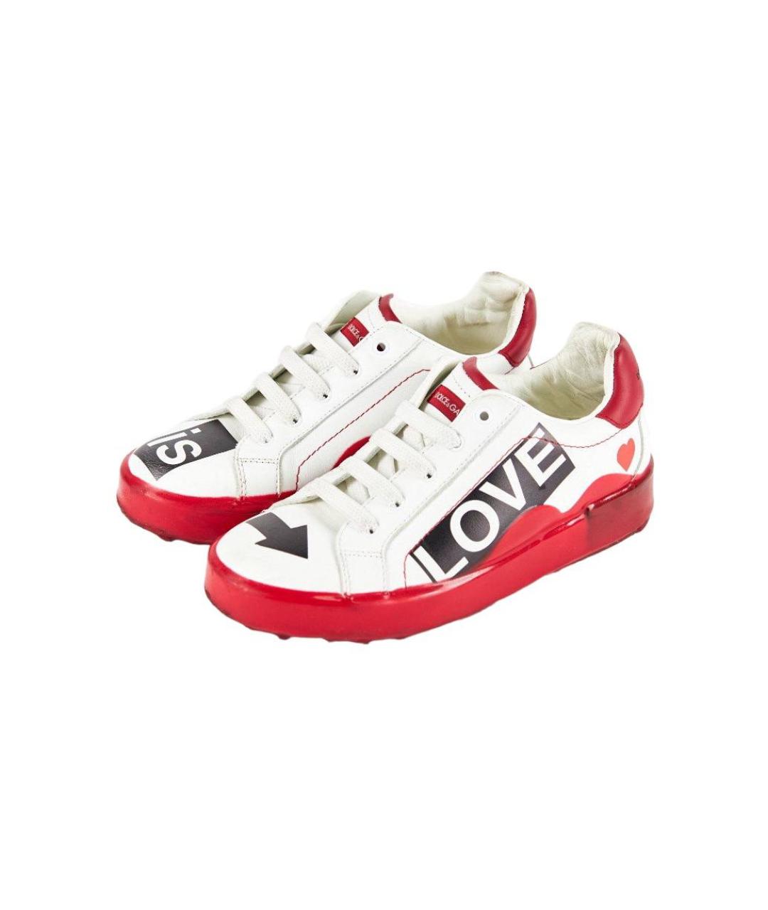 DOLCE & GABBANA KIDS Белые кожаные кеды, фото 5