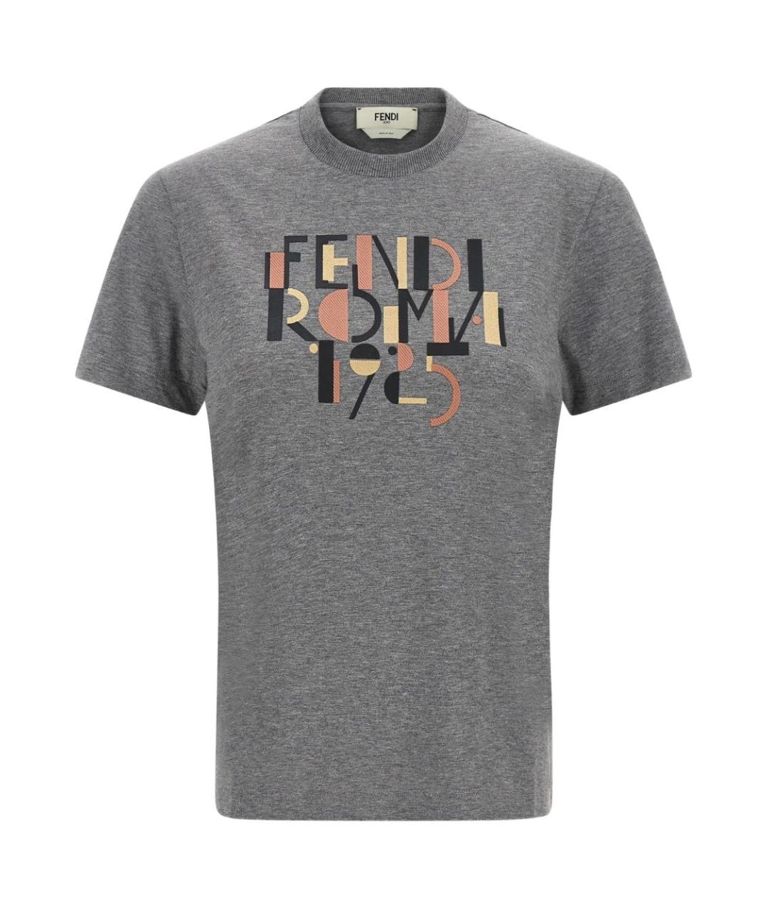 FENDI Серая хлопковая футболка, фото 1