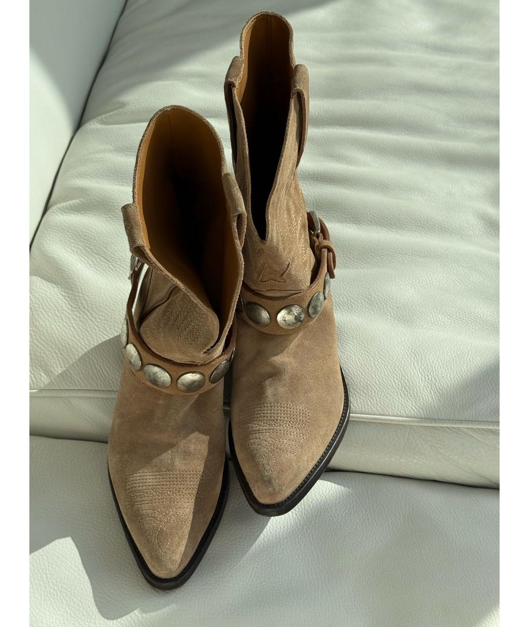 GOLDEN GOOSE DELUXE BRAND Бежевые замшевые полусапоги, фото 2