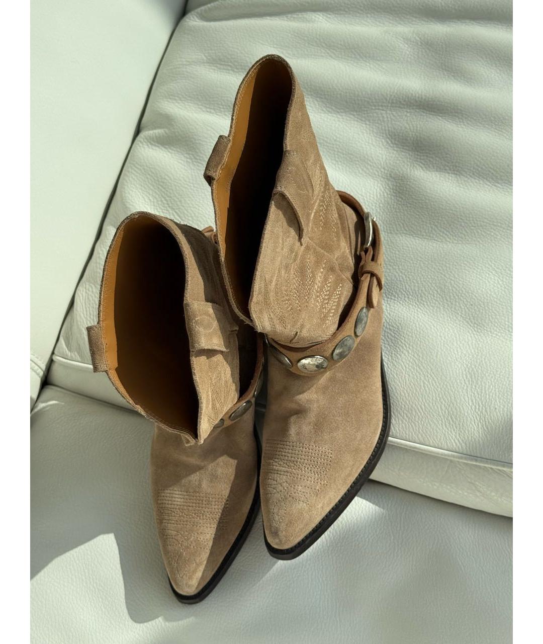 GOLDEN GOOSE DELUXE BRAND Бежевые замшевые полусапоги, фото 3