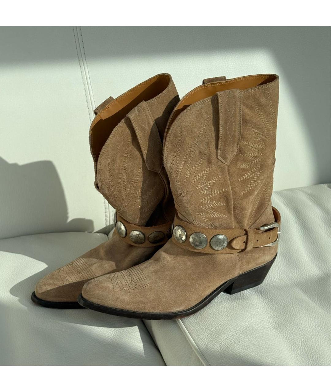GOLDEN GOOSE DELUXE BRAND Бежевые замшевые полусапоги, фото 9