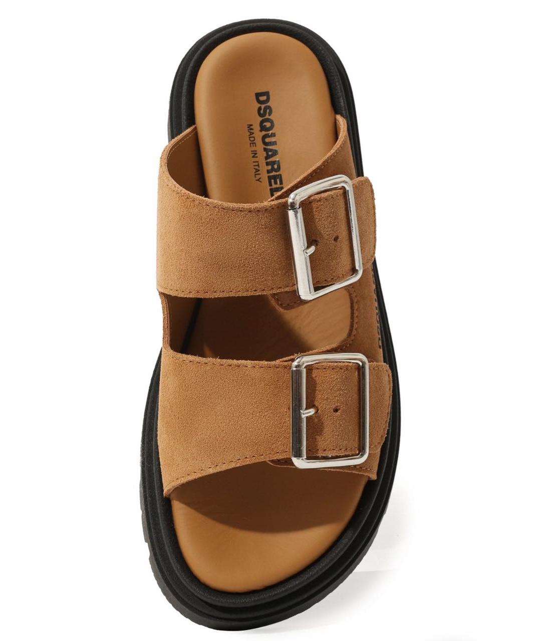 DSQUARED2 KIDS Коричневые замшевые сандалии и шлепанцы, фото 3