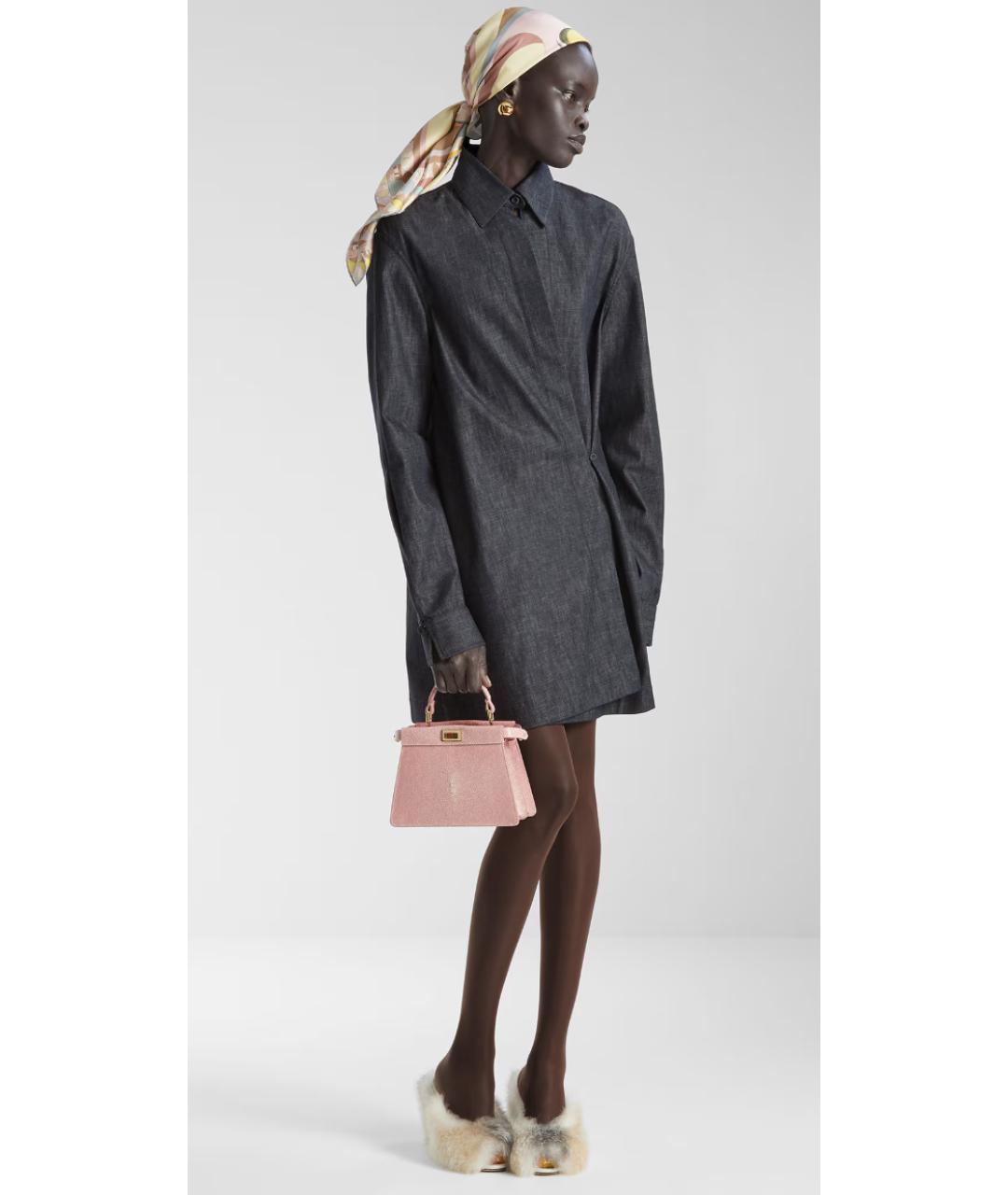 FENDI Темно-синее хлопковое платье, фото 4