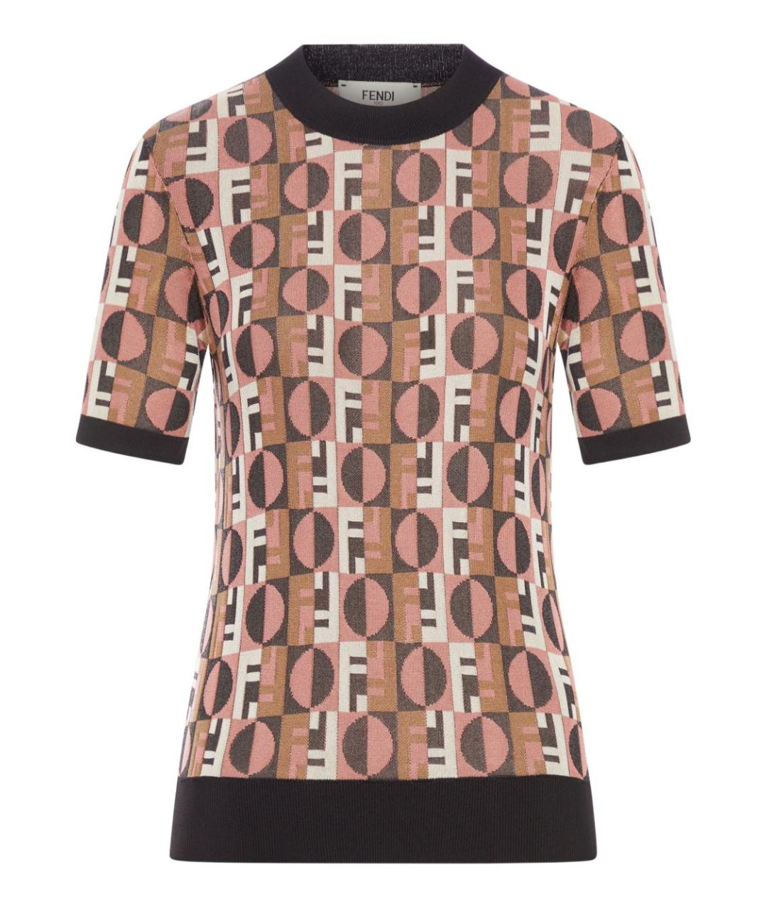 FENDI Розовая вискозная футболка, фото 1