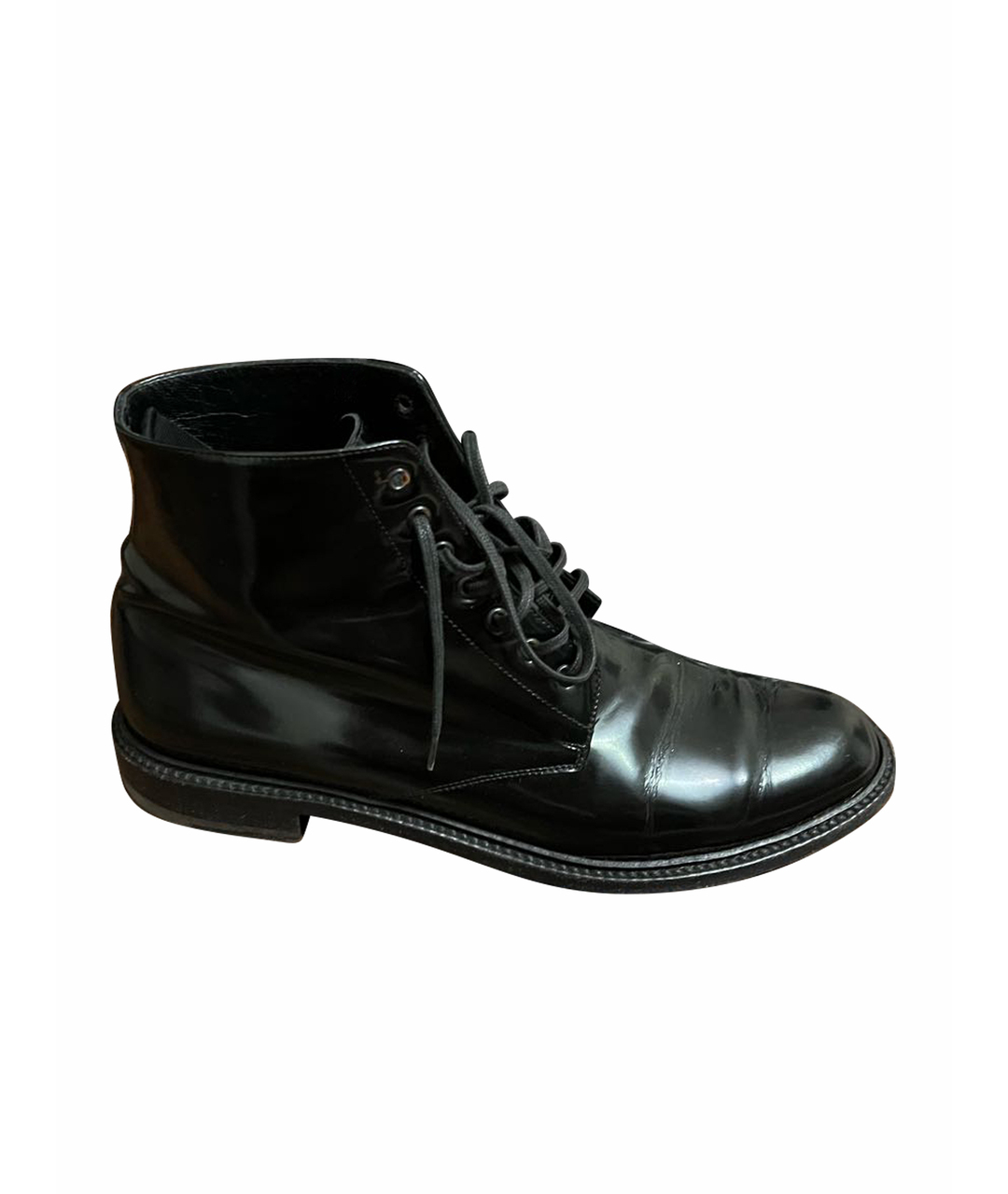 SAINT LAURENT Черные ботинки из лакированной кожи, фото 1