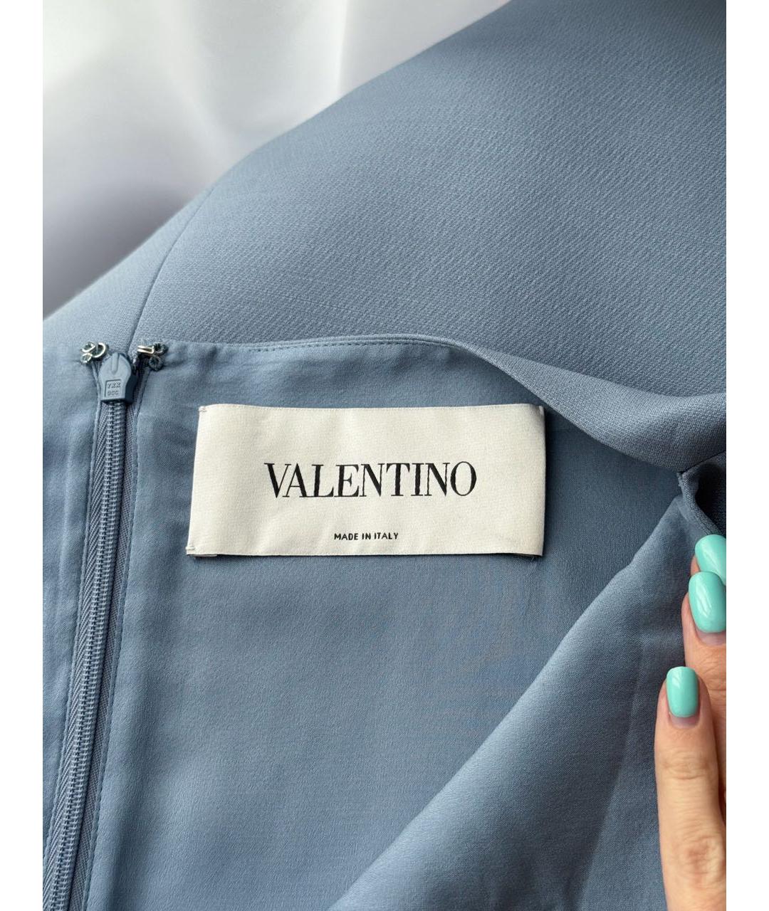 VALENTINO Голубое шерстяное повседневное платье, фото 6