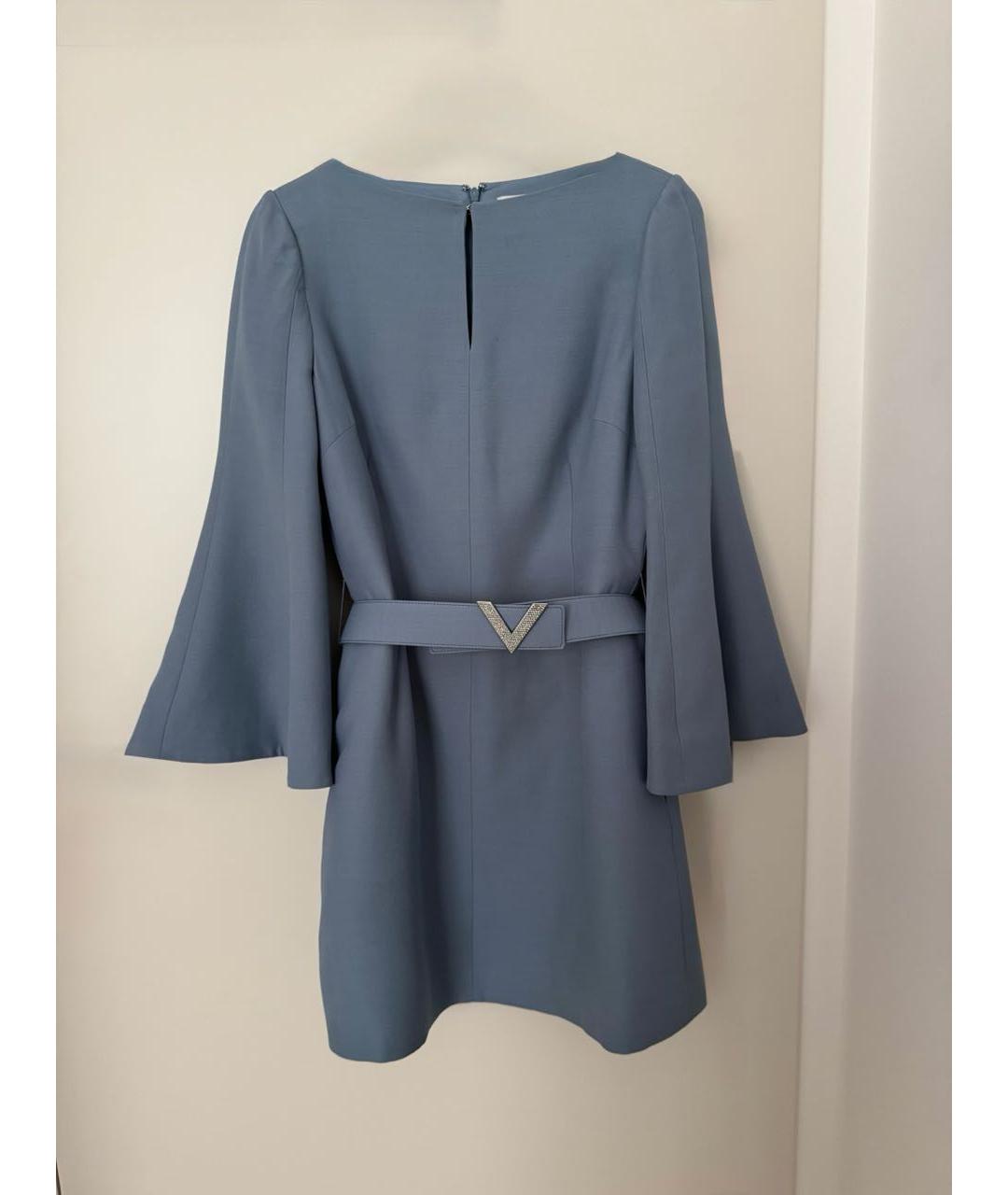 VALENTINO Голубое шерстяное повседневное платье, фото 3