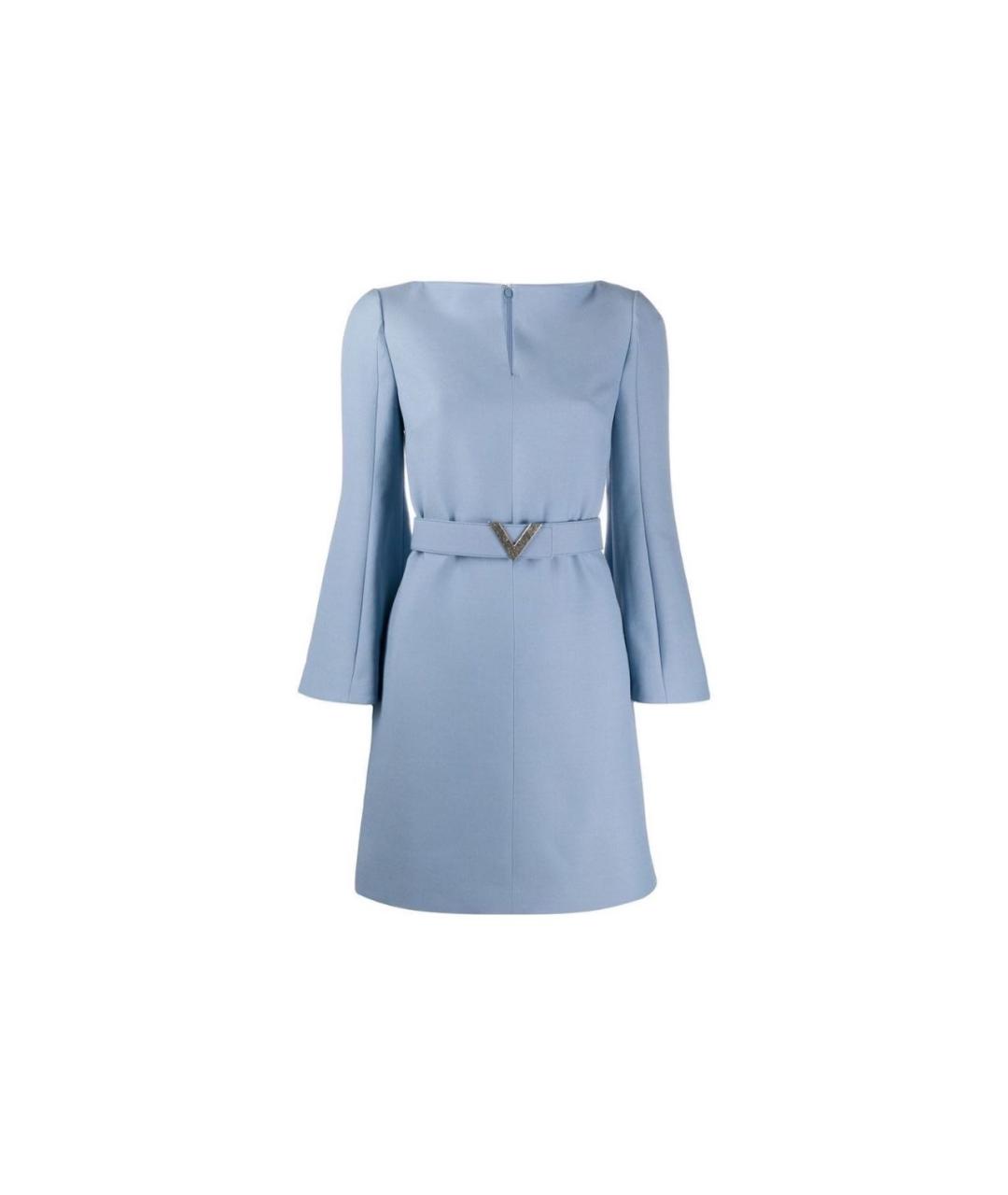 VALENTINO Голубое шерстяное повседневное платье, фото 1