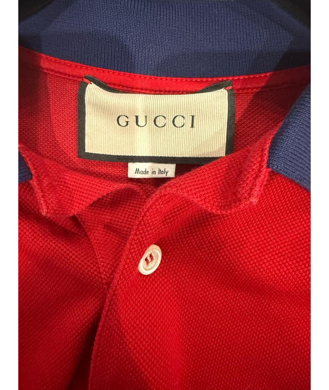 GUCCI Красное хлопковое поло с коротким рукавом, фото 3