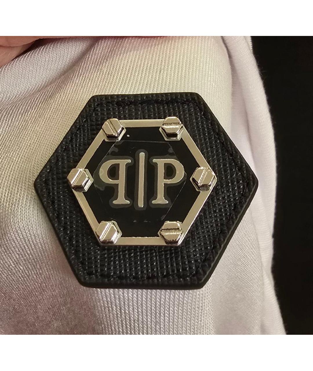 PHILIPP PLEIN Белая хлопко-эластановая футболка, фото 4