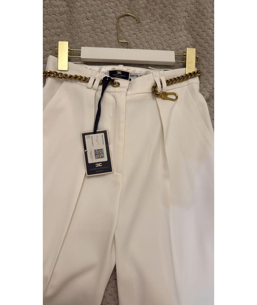 ELISABETTA FRANCHI Белые вискозные прямые брюки, фото 6