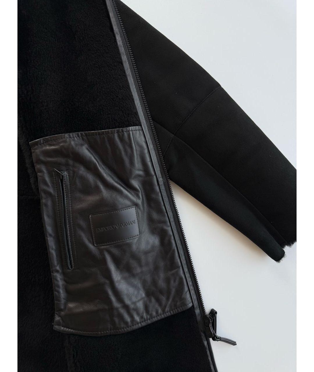 EMPORIO ARMANI Черная замшевая дубленка/шуба, фото 4