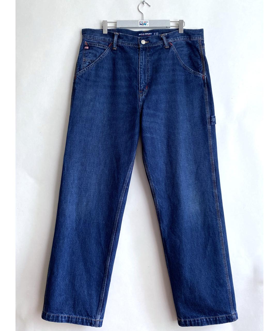 POLO RALPH LAUREN Синие хлопковые прямые джинсы, фото 10
