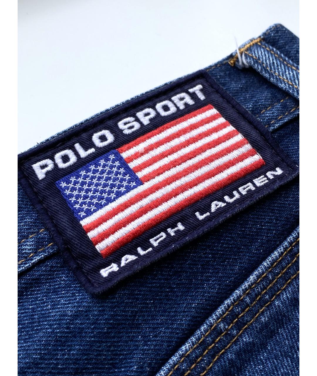 POLO RALPH LAUREN Синие хлопковые прямые джинсы, фото 5