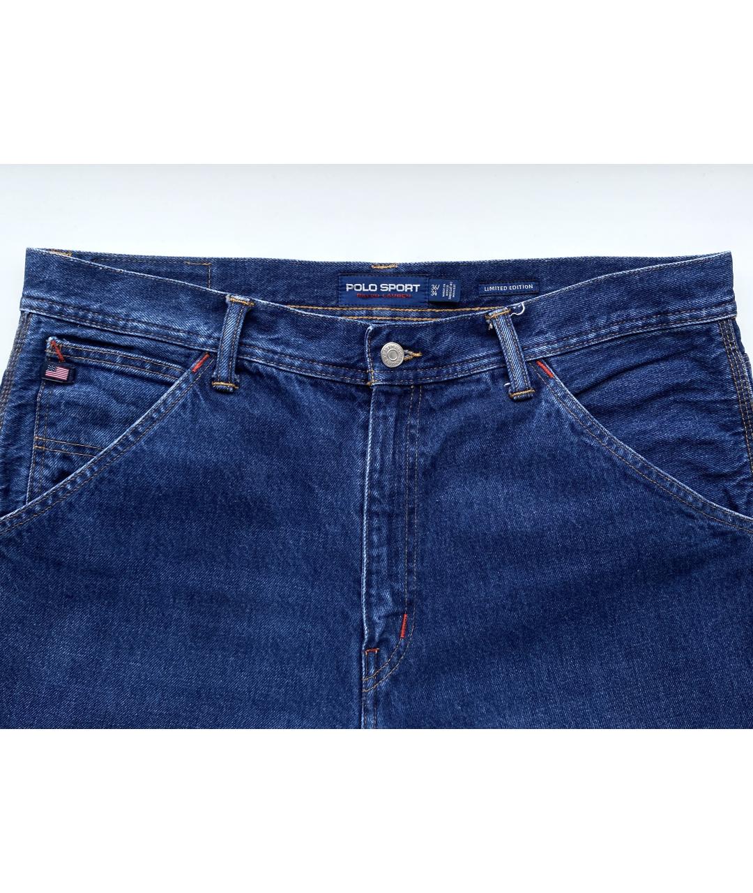 POLO RALPH LAUREN Синие хлопковые прямые джинсы, фото 3