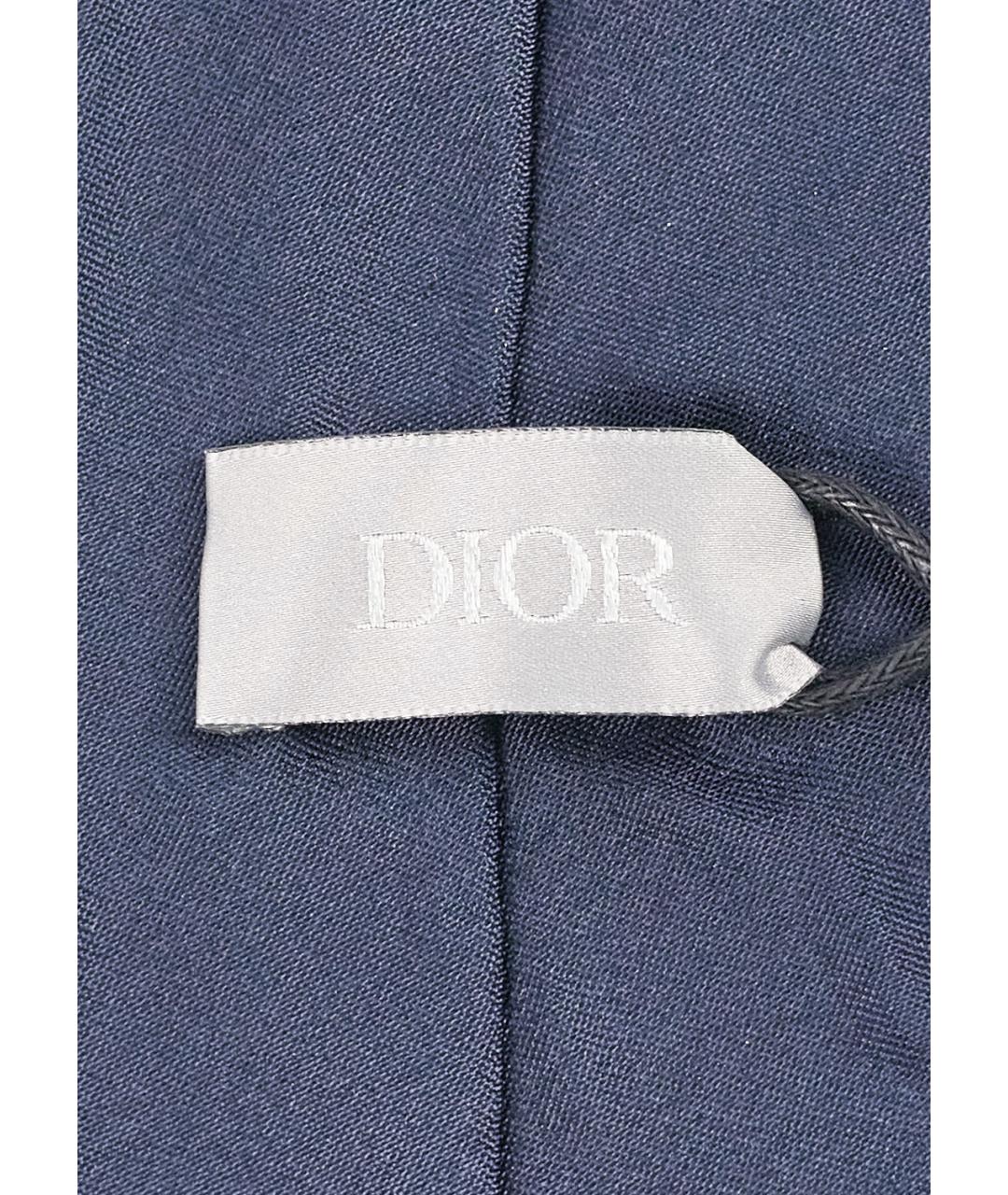 CHRISTIAN DIOR Синий шелковый галстук, фото 3