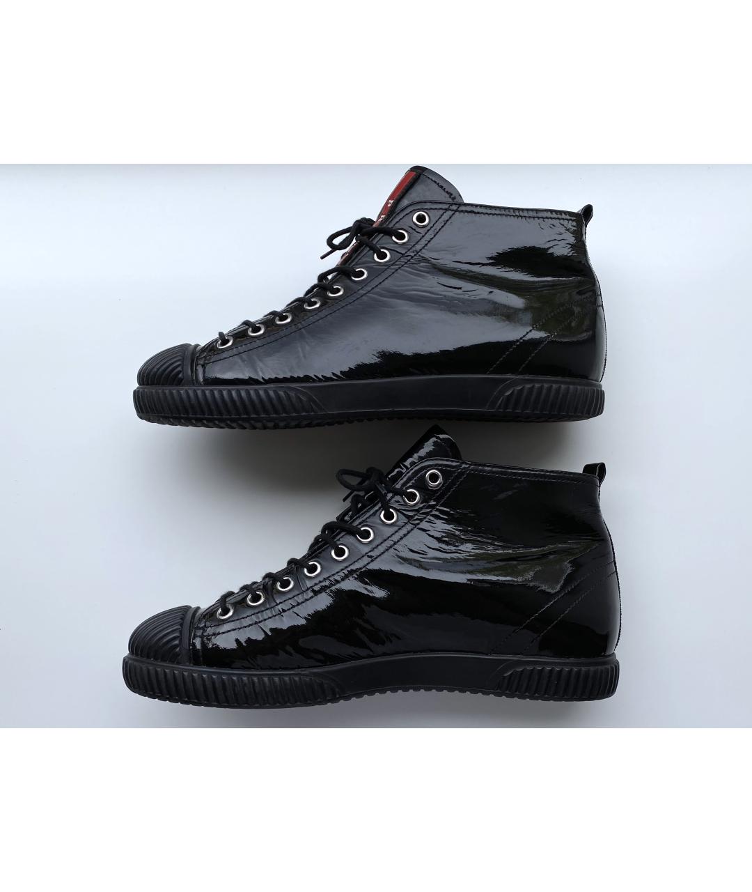 PRADA Черные кеды из лакированной кожи, фото 6