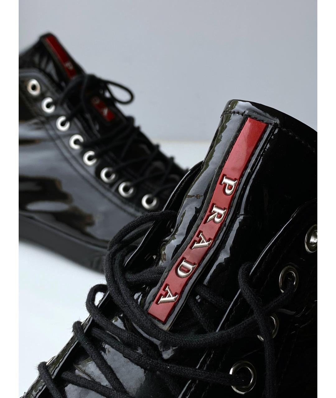 PRADA Черные кеды из лакированной кожи, фото 7
