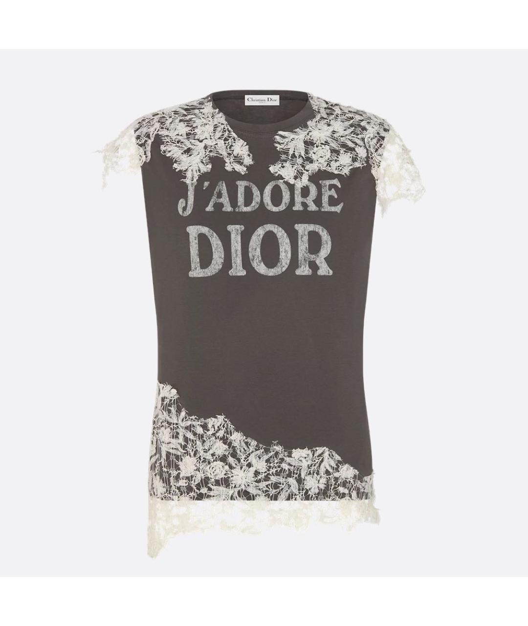 CHRISTIAN DIOR Серая хлопковая футболка, фото 2