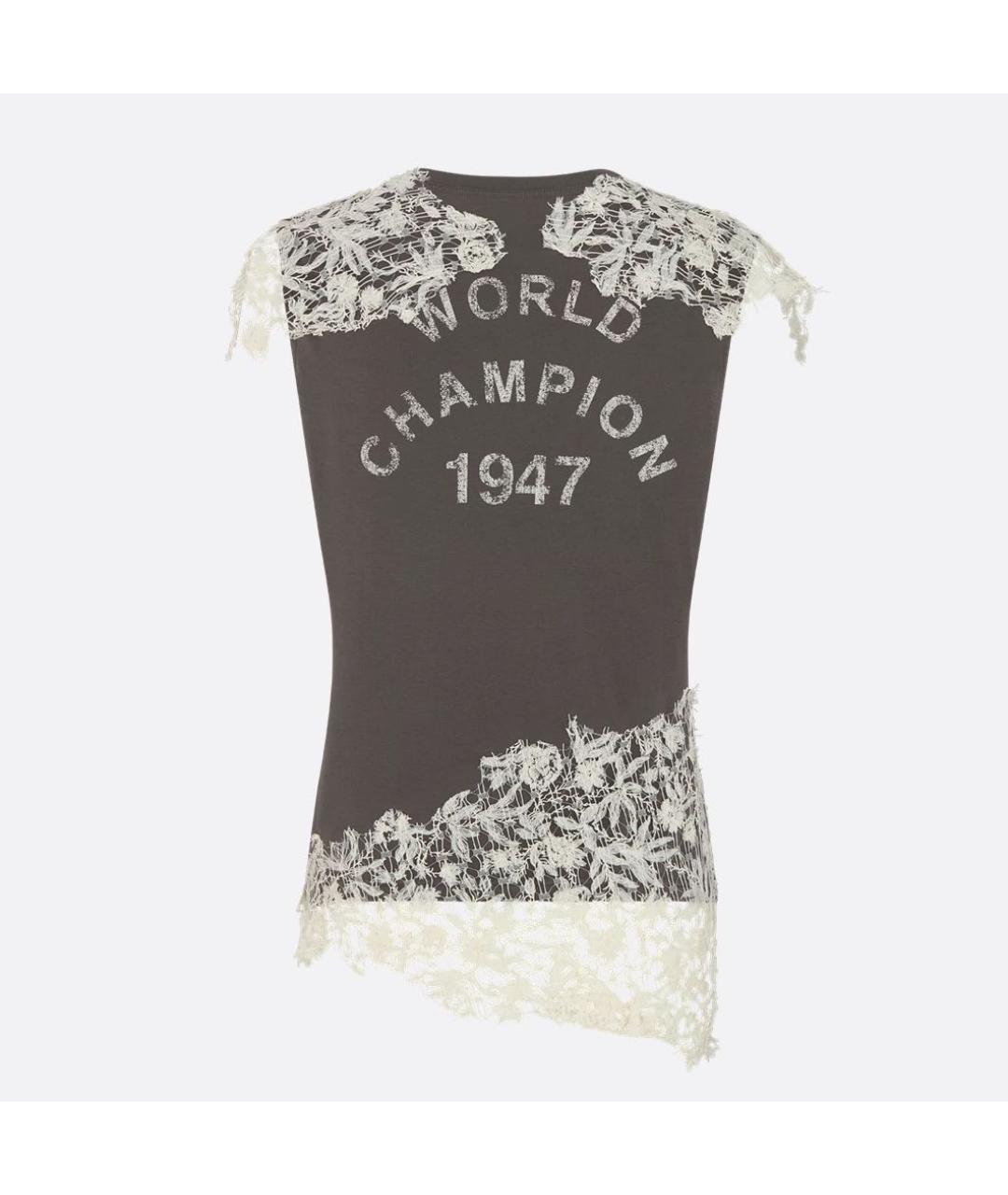 CHRISTIAN DIOR Серая хлопковая футболка, фото 3